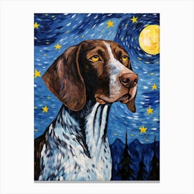 German Shorthair Pointer Starry Night Dog Portrait Canvas Print