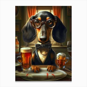 Dachshund In Glasses Canvas Print