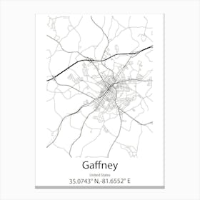 Gaffney,United States Minimalist Map Stampe su tela