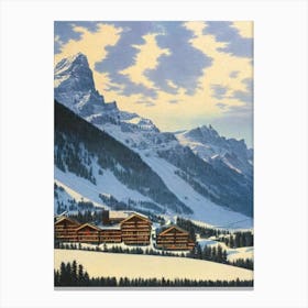 Engelberg, Switzerland Ski Resort Vintage Landscape 1 Skiing Poster Canvas Print