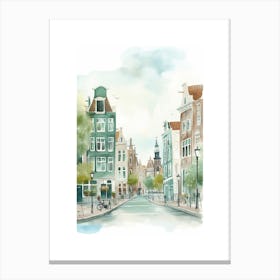 Amsterdam Street Watercolour Canvas Print