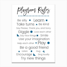Blue Playroom Rules Canvas Print