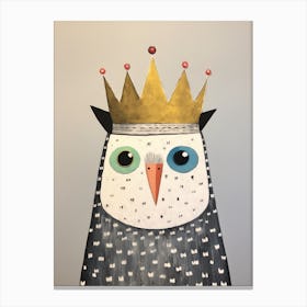 Little Snowy Owl 2 Wearing A Crown Canvas Print