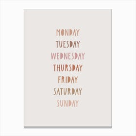 Monday Tuesday Friday, Nursery Wall Art for Kids Canvas Print