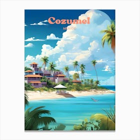 Cozumel Mexico Road view Modern Travel Art Canvas Print