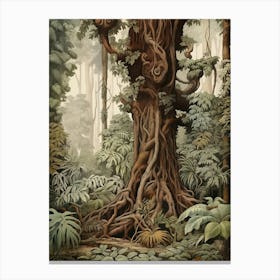 Vintage Jungle Botanical Illustration Rainforest Tree 1 Canvas Print