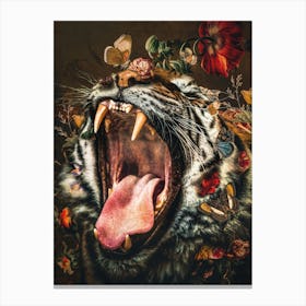 Tiger With Flowers 1 Canvas Print