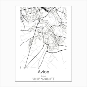 Avion,France Minimalist Map Canvas Print