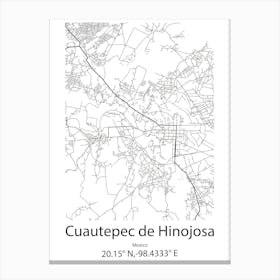 Cuautepec De Hinojosa,Mexico Minimalist Map Canvas Print