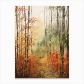 Autumn Forest Landscape Sagano Bamboo Forest Japan 2 Canvas Print