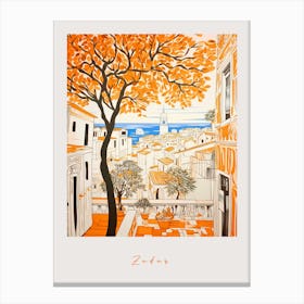 Zadar Croatia 2 Orange Drawing Poster Canvas Print