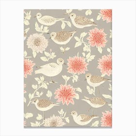 Grey Plover 2 William Morris Style Bird Canvas Print