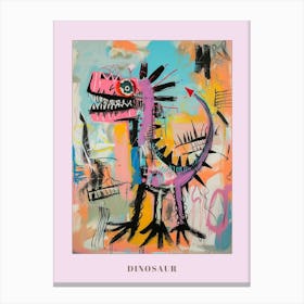 Abstract Dinosaur Pink Purple Graffiti Brushstroke Poster Canvas Print