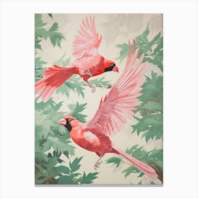 Vintage Japanese Inspired Bird Print Cardinal 3 Canvas Print