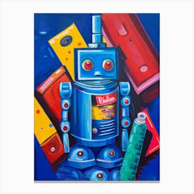 Retro Robot Toy Colourful Canvas Print