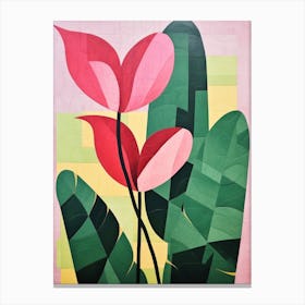 Cut Out Style Flower Art Flamingo Flower 1 Canvas Print