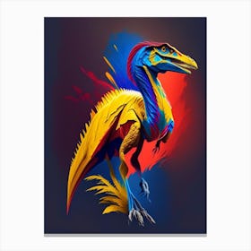 Velociraptor 1 Primary Colours Dinosaur Canvas Print
