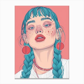 Girl With Blue Hair 20 Canvas Print