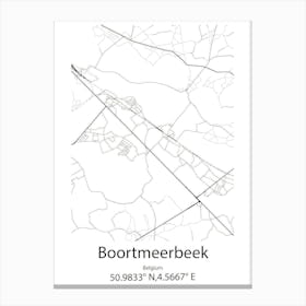 Boortmeerbeek,Belgium Minimalist Map Canvas Print