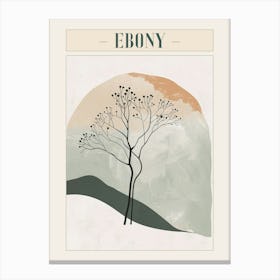 Ebony Tree Minimal Japandi Illustration 1 Poster Canvas Print