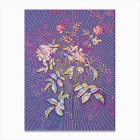 Geometric Vintage Cinnamon Rose Mosaic Botanical Art on Veri Peri n.0122 Canvas Print