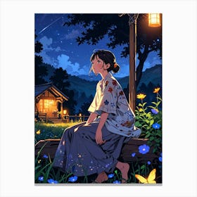 Anime Girl In Front Of A House 1 Canvas Print