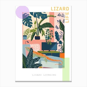 Lizard In The Living Room Modern Colourful Abstract Illustration 2 Poster Canvas Print