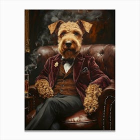 Classy Airedale At The Bar 20 Canvas Print