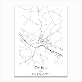 Orthez,France Minimalist Map Canvas Print