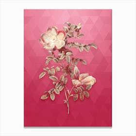 Vintage Red Sweetbriar Rose Botanical in Gold on Viva Magenta n.0505 Canvas Print