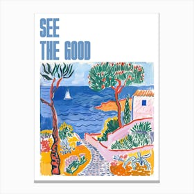 See The Good Poster Seaside Doodle Matisse Style 4 Canvas Print