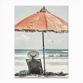 Beach Chair Under Umbrella Canvas Print