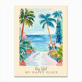 My Happy Place Key West 3 Travel Poster Canvas Print