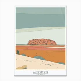 Ayers Rock Australia Color Line Drawing 4 Poster Canvas Print