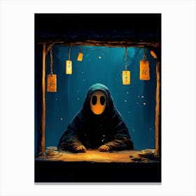 Skeleton In A Window Canvas Print