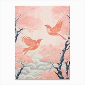 Vintage Japanese Inspired Bird Print Robin 6 Canvas Print