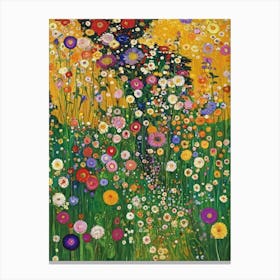 Gustav Klimt Wild Flower Garden Yellow Vintage Canvas Print