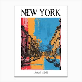 Jackson Heights New York Colourful Silkscreen Illustration 2 Poster Canvas Print