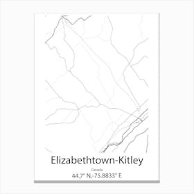 Elizabethtown Kitley,Canada Minimalist Map Canvas Print