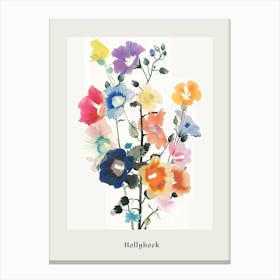 Hollyhock Collage Flower Bouquet Poster Canvas Print