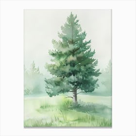 Hemlock Tree Atmospheric Watercolour Painting 2 Canvas Print