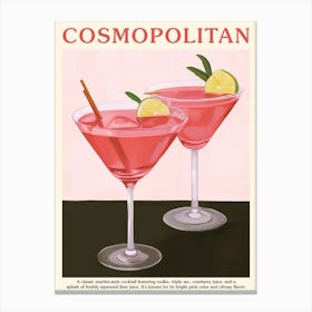 Cosmopolitan Cocktail Poster Pink Kitchen Art Canvas Print