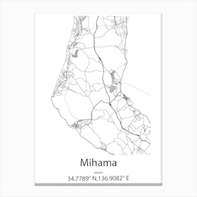 Mihama,Japan Minimalist Map Canvas Print