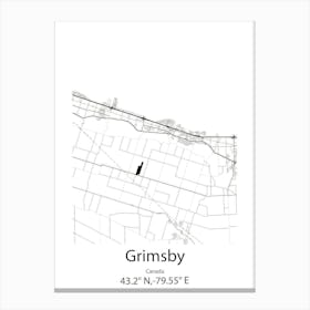 Grimsby,Canada Minimalist Map Canvas Print