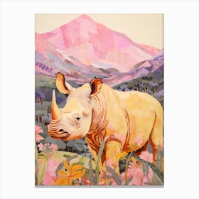 Colourful Floral Rhino 3 Canvas Print