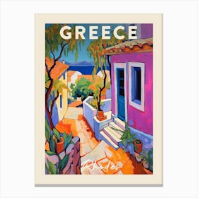 Rhodes Greece 2 Fauvist Painting Travel Poster Canvas Print