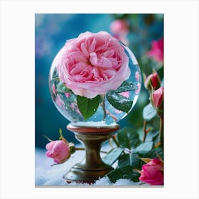 English Roses Painting Rose In A Snow Globe 4 Canvas Print
