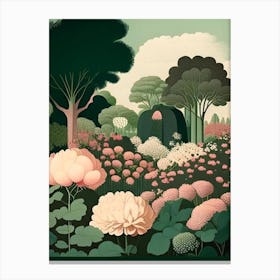 Parks And Public Gardens With Peonies Vintage Sketch Canvas Print