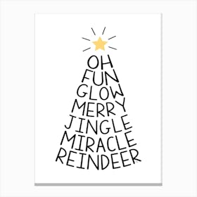 Typography Nordic Xmas Tree Canvas Print