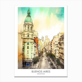 Buenos Aires Argentina Watercolour Travel Poster 3 Canvas Print